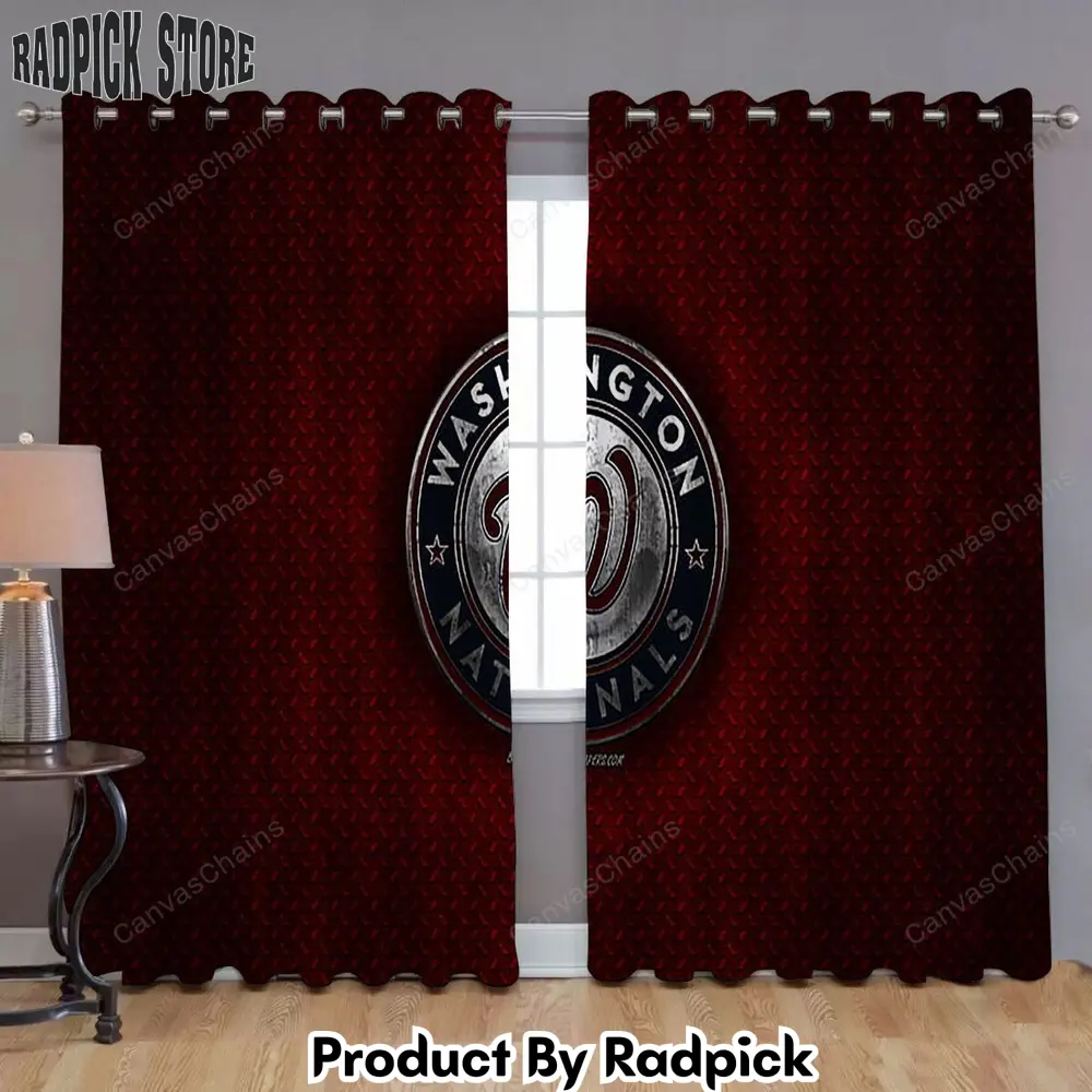 Radpick washington nationals window curtains american baseball club red metal metal curtains living room curtains for window rp85290